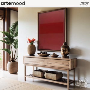 Rot Abstrakte Kunst, Rot Minimales Farbfeld Leinwand Kunst, Große Rot Wand Kunst, Mark Rothko Stil Wand Dekor Gerahmt Kunstdruck Leinwand S39N16_V2