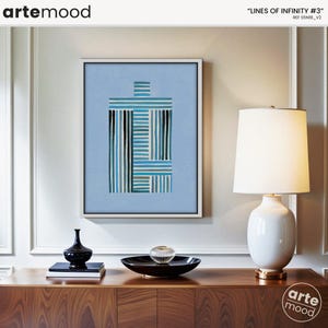 Minimalist Lines Art Canvas, Blue Minimal Abstract Art, Zen Wall Art, Chic Blue Wall Decor, Serene, Calm, Framed Art Print Canvas S5N18_V2