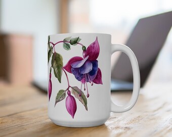 Fuchsia Flower Ceramic Mug 15oz