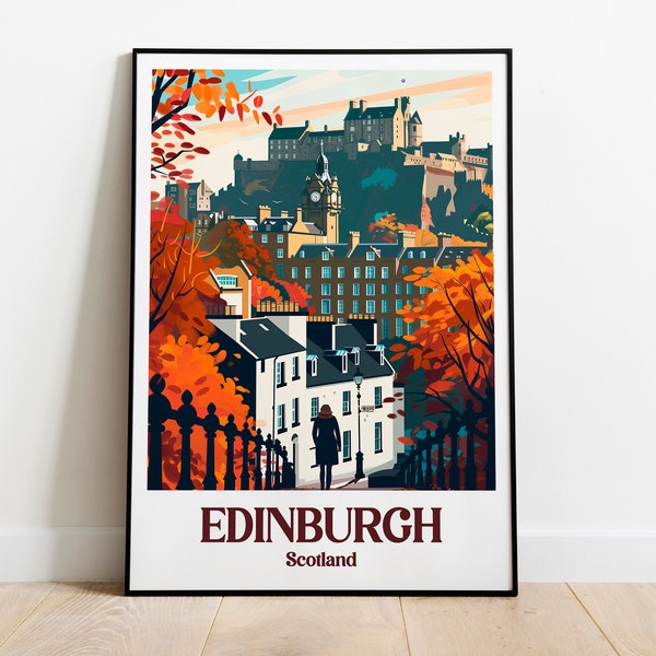 Edinburgh Wall Art, Scotland Watercolor, Digital Prints Posters, Printable Handmade Art, Canvas Download, Edinburgh Vintage Print