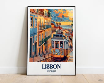 Lisbon Tram Travel Poster, Portugal City Art (Digital Download)