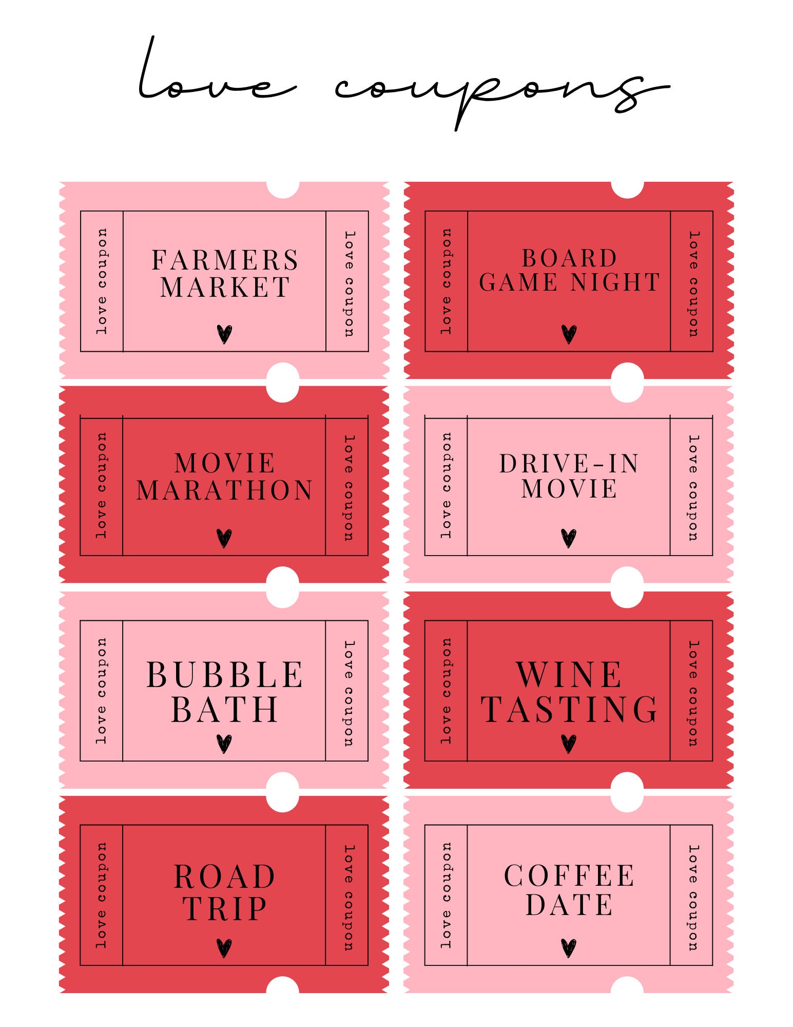 Love Coupons Printable Coupon Book Valentine #39 s Day Gift Last Minute