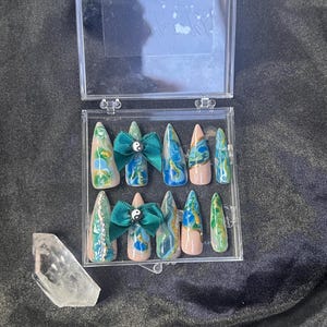 Ongles pressés Aqua - Lot de 10