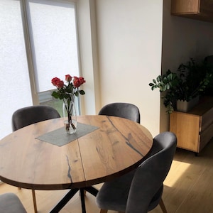 Extendable Dining Table in Solid Oak, Unique Design Table, Seats 4-10