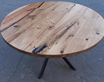 Extendable Dining Table Solid Oak with Metal Spider Legs Gift for House