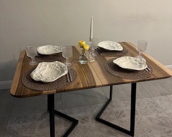 In Stock Extendable Dining Table in Solid Walnut wood 47/67 × 31 inches  - Seats 6-8, Kitchen Table