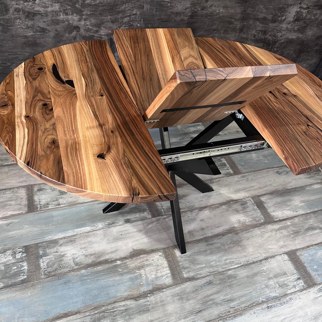 Extendable Dining Table in Solid Walnut Wood With Leaves- 4-10 Seats - Etsy