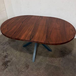Butterfly Leaf Extendable Dining Table: Solid Wood Top and Metal Base