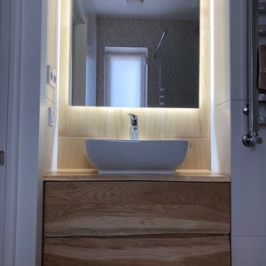 Oak Bathroom Vanity Unit: Modern Floating Vanity with Drawers