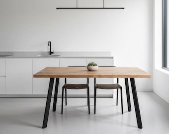 Extendable Solid Oak Dining Table: Modern Live Edge Design