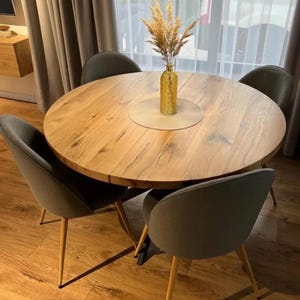 Extendable Round Oak Dining Table: Table with Leaves Kitchen Gift