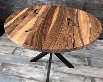 Table pliante ronde, table en noyer, bois naturel, cadeau de pendaison de crémaillère