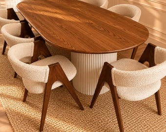 Houten eetkamerstoel, gestoffeerde stof, massief hout, luxe huiscadeau