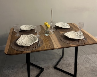 Solid Walnut Extendable Table: Handmade Dining Furniture for Kitchen Room