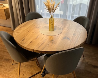 Exendable dining table, round oak table