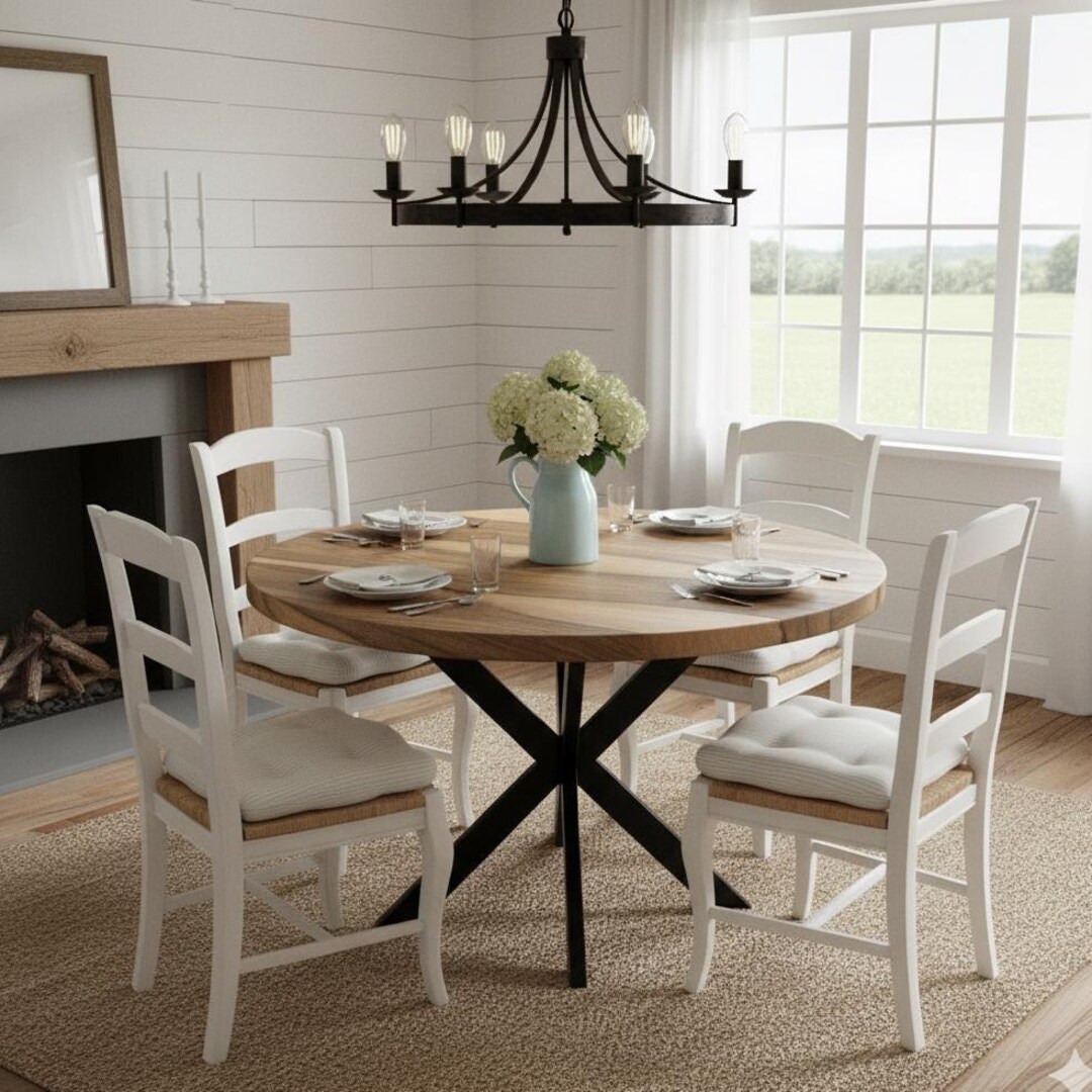 Solid Wood Round Dining Table: Custom Extendable Walnut Table for Small ...
