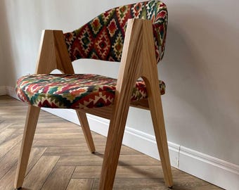 Holz Esszimmerstuhl Gepolstert Muster Stoff Bunte Sitz Einweihungsparty Geschenk