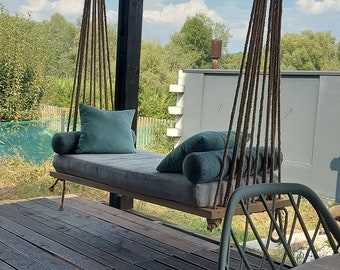 Garden Swing Bed, wooden porch swing bed , oak swing bed