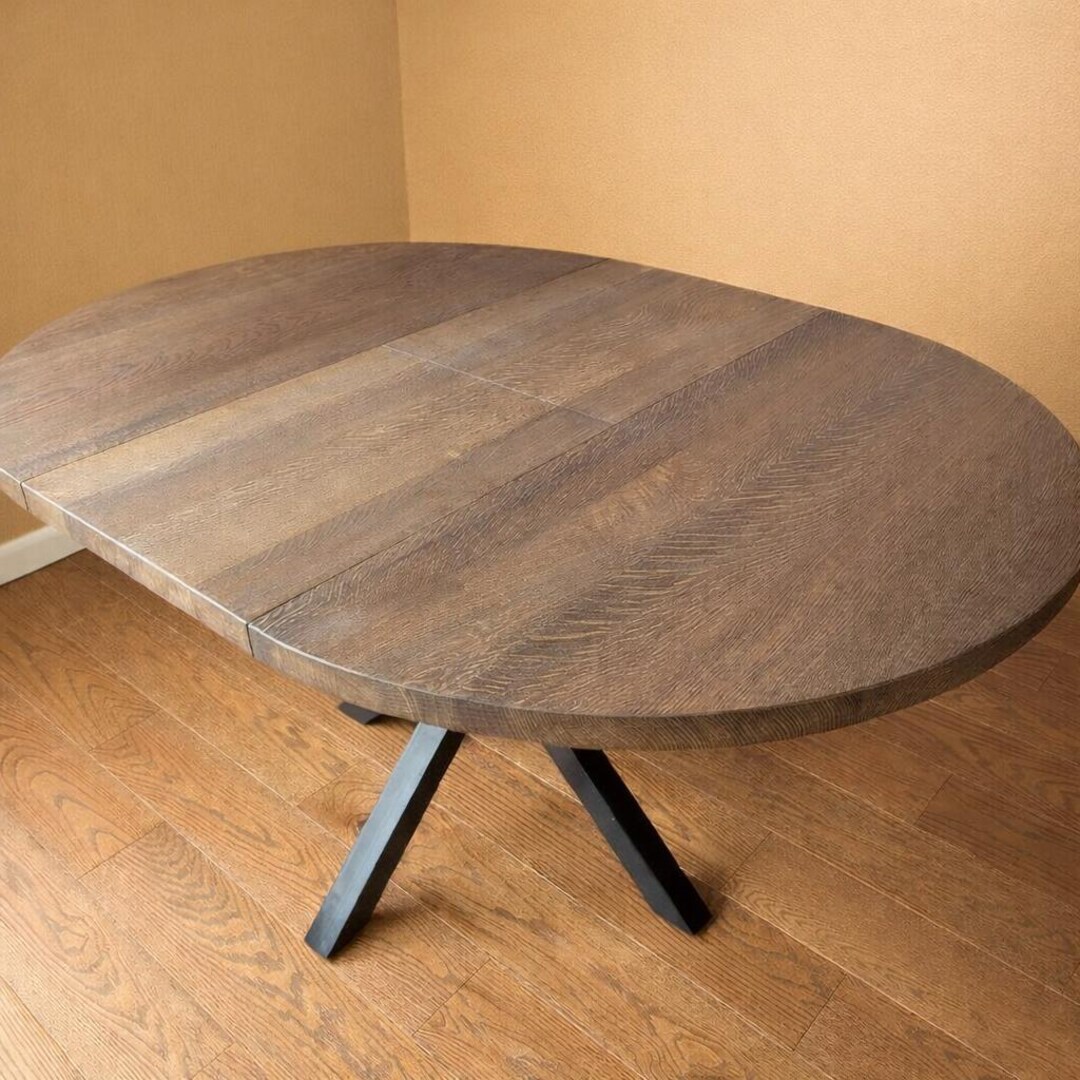 Drop Leaf Dining Table: Oak Wood, Brown Extendable Table, Compact ...