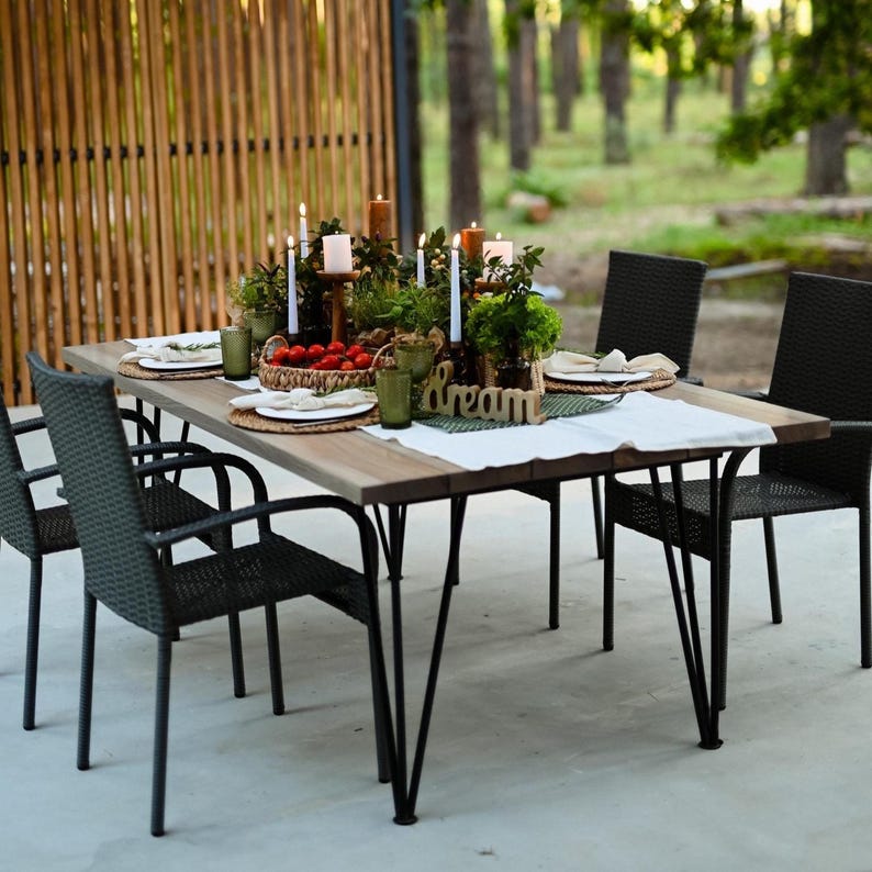 Outdoor Wood Dining Table, Rustic Patio Table, Furniture Gift - Etsy