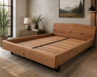 Oak Bed Frame Minimalist Modern Rustic Bedroom Decor