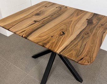 Table de salle à manger extensible, table en noyer, bois naturel, cadeau de pendaison de crémaillère