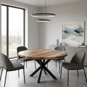 Round Extendable Walnut Dining Table: Solid Wood Table for Small Spaces