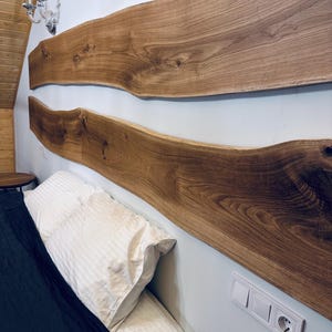 Set of 2 Live Edge Headboards, King Headboard, Rustic Wood Slab Headboard , Wall Mounted Wood Headboard, Queen Headboard/Floated Bed Fram
