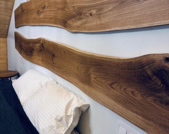 Set of 2 Live Edge Headboards, King Headboard, Rustic Wood Slab Headboard , Wall Mounted Wood Headboard, Queen Headboard/Floated Bed Fram
