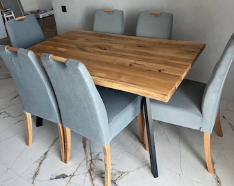 Extendable Oak Dining Table: Custom Handmade Solid Wood Table for Rustic Style