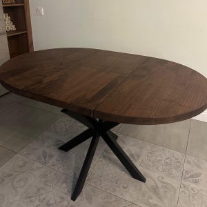 Folding Dining Table: Dark Wood Top and Black Metal Base Gift