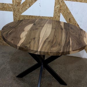 Extendable walnut dining table, Table for a small apartment, round dining table, solid wood table, table with leaves for 4-10 seats