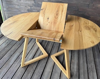 Wooden Dining Table: Oak Wood Table Round, Small Space Gift