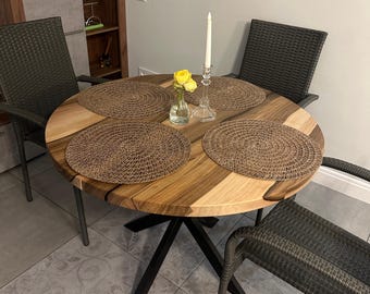 Solid Wood Round Dining Table: Custom Extendable Walnut Table for Small Spaces