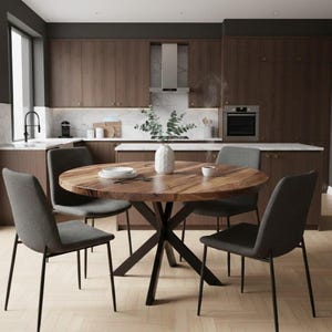 Round Extendable Table: Handmade Solid Walnut Dining Table for Small Spaces