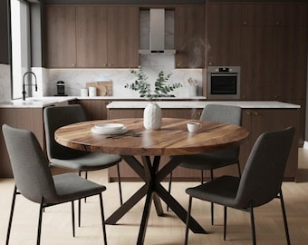 Round Extendable Table: Handmade Solid Walnut Dining Table for Small Spaces
