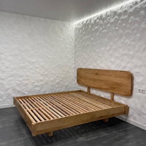 Oak Bed Frame Wood Platform: Minimalist Bedroom Gift Natural Oak