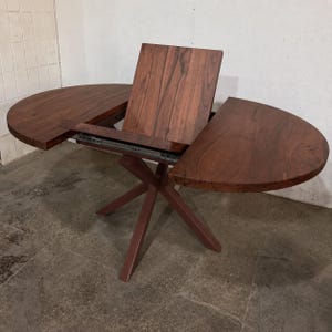 Walnut Round Dining Table, Extendable, Solid Wood, Brown, Home Gift