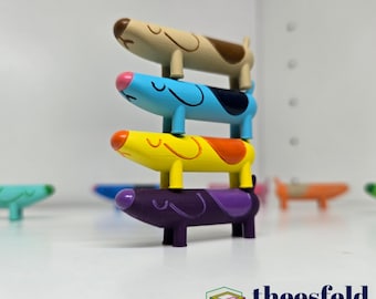 Hand-Painted Mini Long Dog 3D Figures: Hide and Seek Party Favors/Collectables