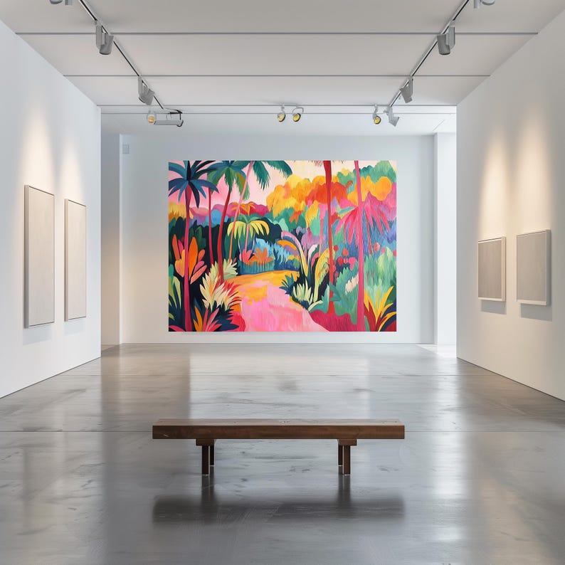 Fauvism Tropical Paradise Landscape Canvas Wall Art Vibrant Colorful ...