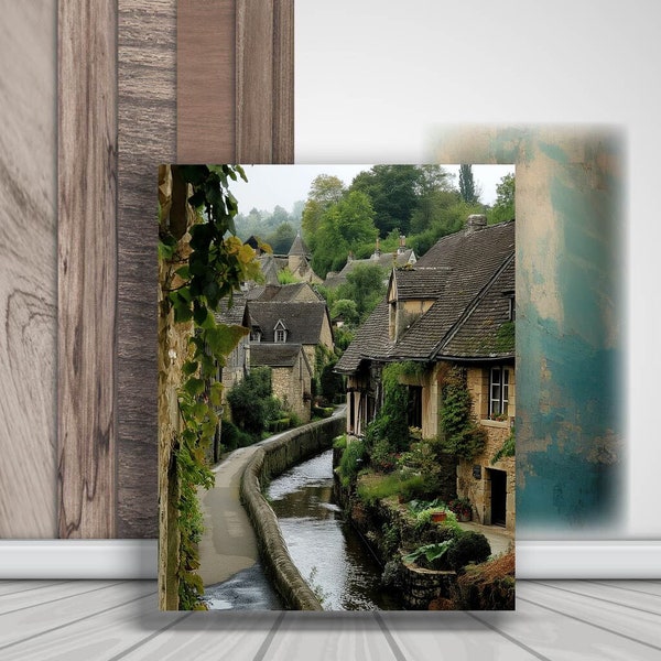 European Village Canvas Wall Art - Charming Streets and Rustic Architecture - Romantic Escape