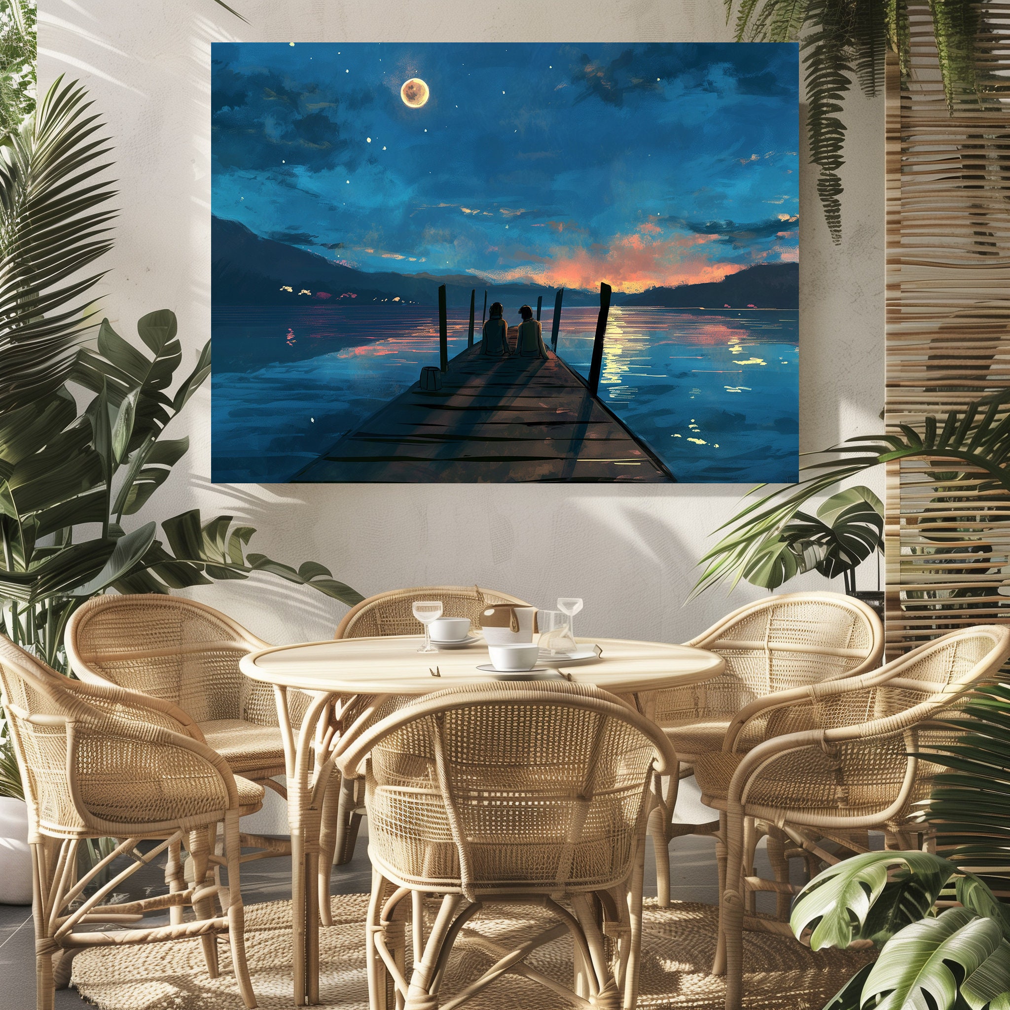 Lakeside Dock Canvas Wall Art for Romantic Home Decor Etsy