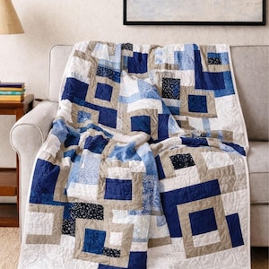 Skyline Squares Quilt Pattern PDF | Modern Geometric Quilt Pattern | Beginner Friendly Patchwork Quilt | Instant Download | DIYSewingPattern