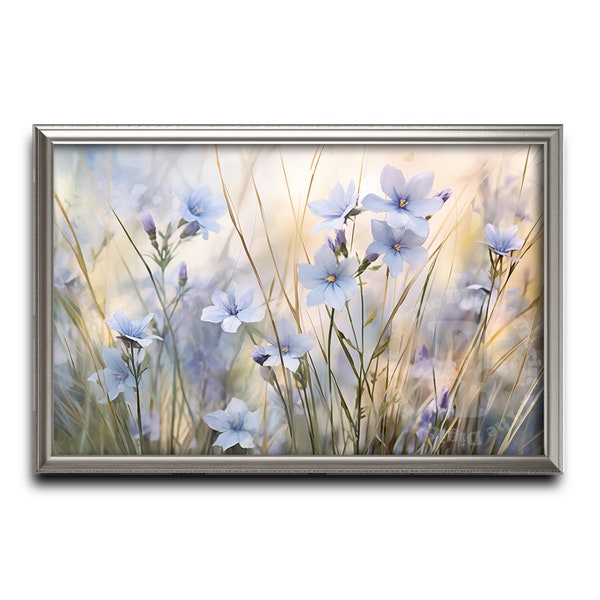 Digital Download Watercolor Art | Azure Wisps: Blue Eyed Grass Flowers