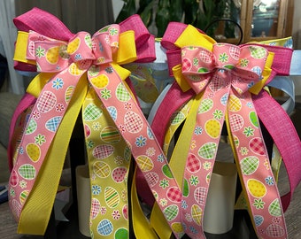 Matching electric lanterns with matching 5 ribbon, handmade bows