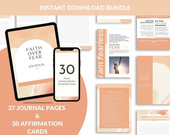 Anxiety bundle with faith affirmation card journal prompts for teenage girl printable worksheet for mental health resource tools for therapy
