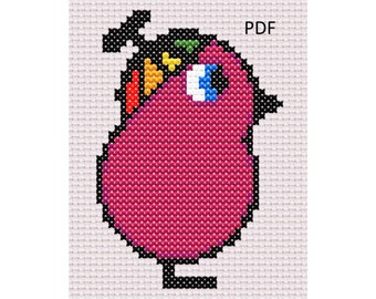 Duck Life 1 - Purple Duck Propeller Hat - Digital Cross Stitch Pattern