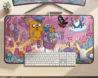 Adventure Time Desk Mat & Mouse Pad: Colorful Gaming Desk Setup