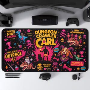 Dungeon Crawler Carl Desk Mat | Princess Donut Gamer Mouse Pad, RPG Gaming Desk Setup, Fantasy Reader Gift, DCC Fan Merch