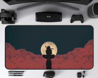 Itachi Uchiha Desk Mat: Dark Minimal Gamer Setup